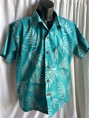 Teal Tropical Short-Sleeve Button-Down Shirt